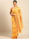 Yellow Cotton Saree With Blouse Piece