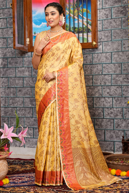 Buy Yellow Silk Saree online-Karagiri