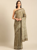 Olive Cotton Blend Saree With Blouse Piece