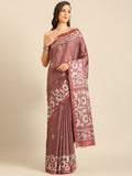 Burgundy Cotton Blend Saree With Blouse Piece