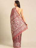 Burgundy Cotton Blend Saree With Blouse Piece