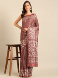 Burgundy Cotton Blend Saree With Blouse Piece