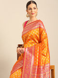 Mustard Silk Blend Saree With Blouse Piece