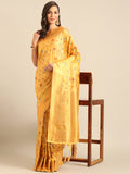 Mustard Silk Blend Saree With Blouse Piece