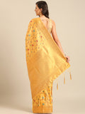 Mustard Silk Blend Saree With Blouse Piece