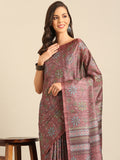 Burgundy Cotton Blend Saree With Blouse Piece