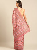 Pink Cotton Blend Saree With Blouse Piece