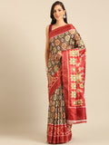 Olive Cotton Blend Saree With Blouse Piece