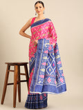 Pink Cotton Blend Saree With Blouse Piece