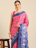 Pink Cotton Blend Saree With Blouse Piece