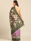 Purple Cotton Blend Saree With Blouse Piece