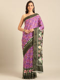 Purple Cotton Blend Saree With Blouse Piece