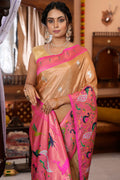 Tan Beige Paithani Saree