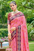 Flamingo Pink Banarasi Saree