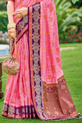 Flamingo Pink Banarasi Saree