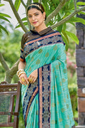 Turquoise Blue Banarasi Saree