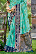 Turquoise Blue Banarasi Saree