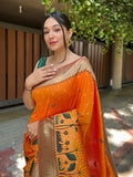 Yellow Paithani Silk Saree With Blouse Piece