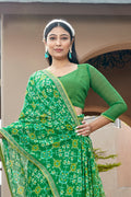 Sheen Green Chiffon Saree