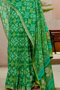 Sheen Green Chiffon Saree