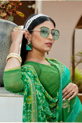 Sheen Green Chiffon Saree