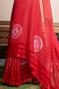 Scarlet Red Chiffon Saree