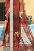 Sunset Orange Organza Saree