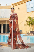 Sunset Orange Organza Saree