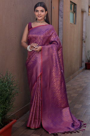 Magenta Pink Kanjivaram Saree