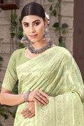 Pistachio Green Organza saree