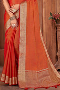 Smoky Orange Tussar Saree