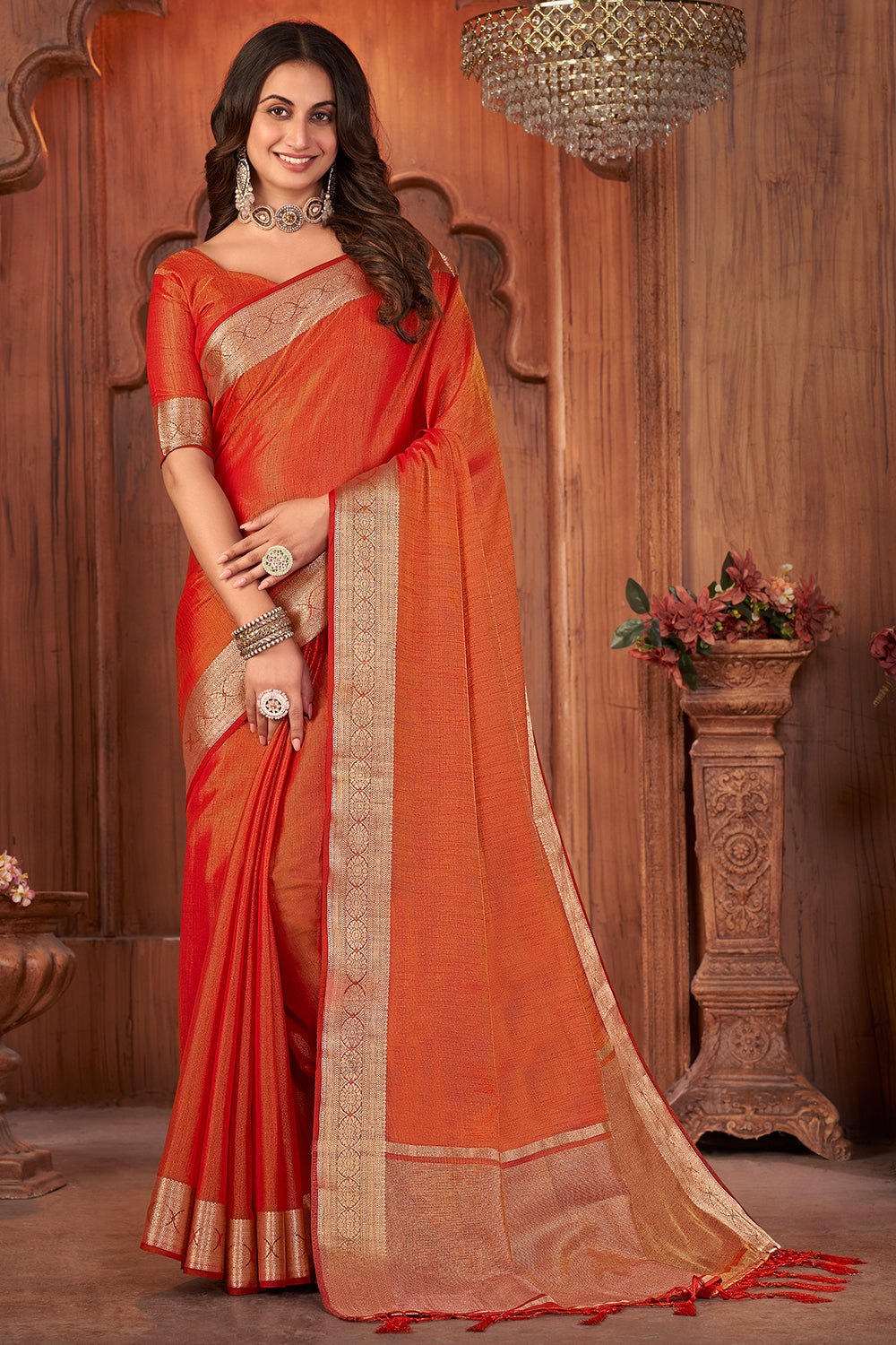 Pink and orange saree with white blouse | Orange saree, Saree, Pink and  orange