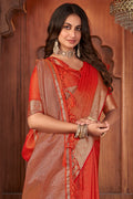 Smoky Orange Tussar Saree