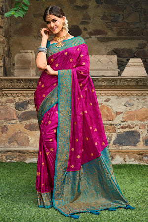 Magenta Pink Kanjivaram Saree