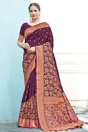 Sangria Wine Silk Saree