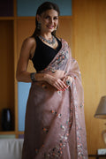 Brown Organza Saree