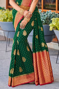 Bottle Green Crepe Silk Saree