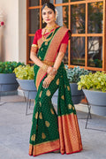 Bottle Green Crepe Silk Saree