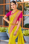 Lime Green Crepe Silk Saree