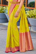 Lime Green Crepe Silk Saree