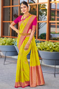 Lime Green Crepe Silk Saree