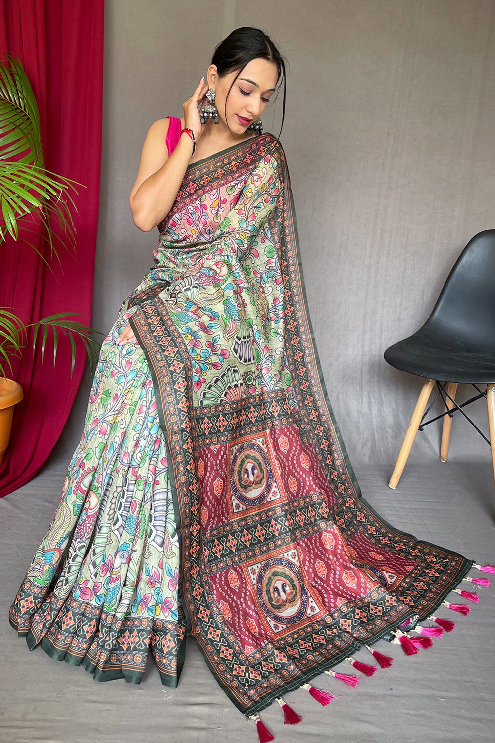 Buy online Multicolor Georgette Printed Saree With Blouse from ethnic wear  for Women by Shaily for ₹1349 at 74% off | 2024 Limeroad.com