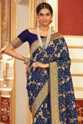 Navy Blue Chiffon Saree