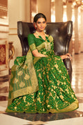 Emerald Green Chiffon Saree