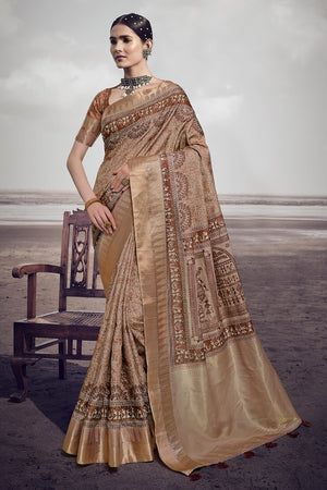 Tortilla Brown Digital Print Saree