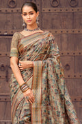 Almond Brown Digital Print Saree