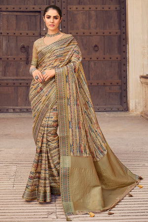 Tortilla Brown Digital Print Saree