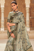 Asparagus Green Digital Print Saree