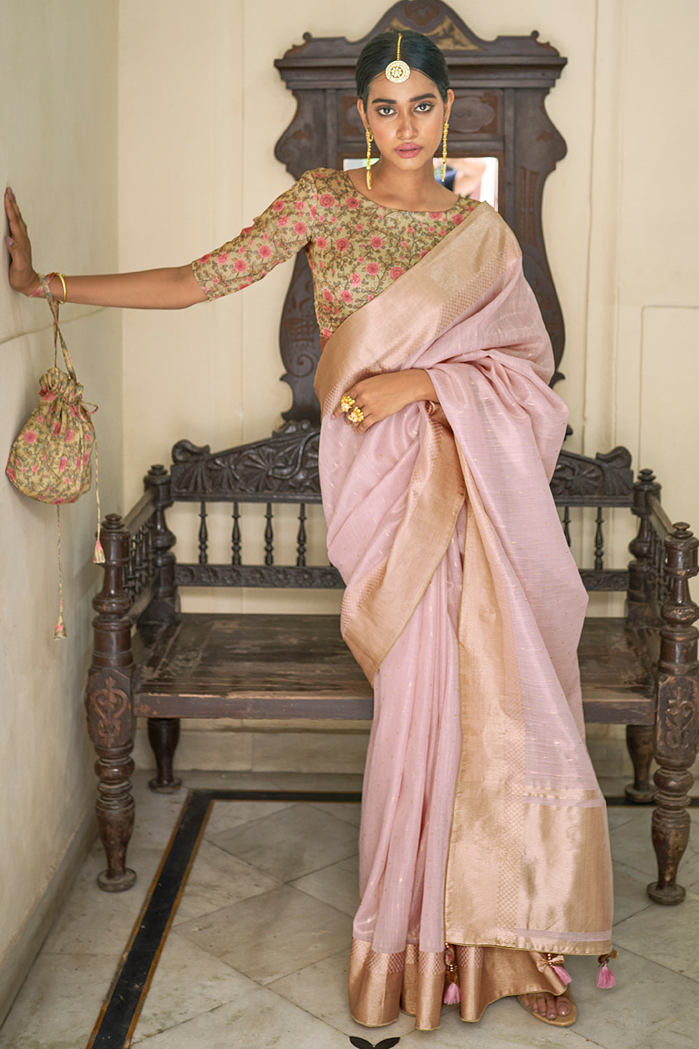 Buy Pink Tissue Embroidered Zardozi Round Chaand Saree With Blouse For  Women by Ruar India Online at Aza Fashions.