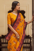 Gold Yellow Digital Print Saree